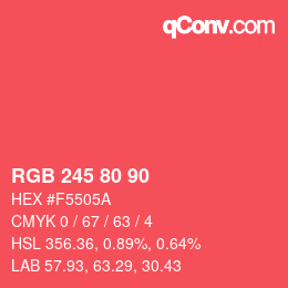 カラーコード: RGB 245 80 90 | qconv.com