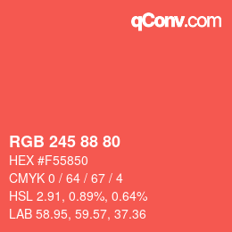 Color code: RGB 245 88 80 | qconv.com