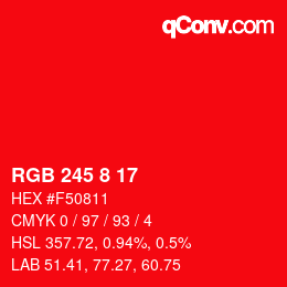 Color code: RGB 245 8 17 | qconv.com
