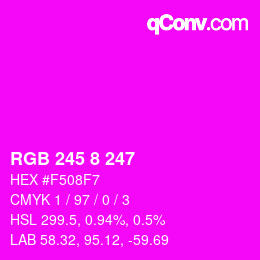 颜色代码: RGB 245 8 247 | qconv.com