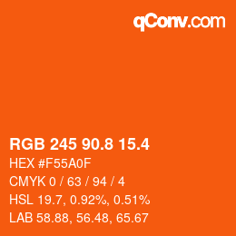カラーコード: RGB 245 90.8 15.4 | qconv.com