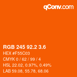 カラーコード: RGB 245 92.2 3.6 | qconv.com