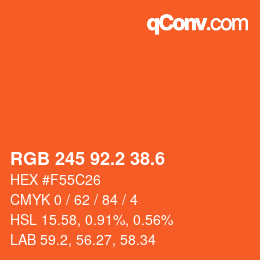 カラーコード: RGB 245 92.2 38.6 | qconv.com