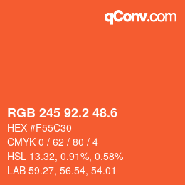 カラーコード: RGB 245 92.2 48.6 | qconv.com