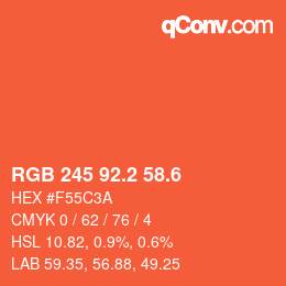 カラーコード: RGB 245 92.2 58.6 | qconv.com