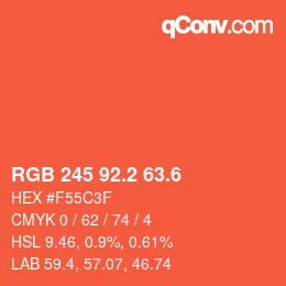 カラーコード: RGB 245 92.2 63.6 | qconv.com