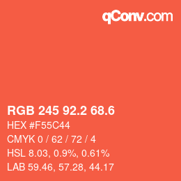 カラーコード: RGB 245 92.2 68.6 | qconv.com