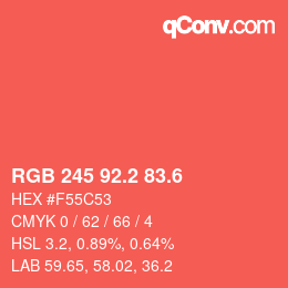 カラーコード: RGB 245 92.2 83.6 | qconv.com