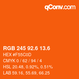 カラーコード: RGB 245 92.6 13.6 | qconv.com