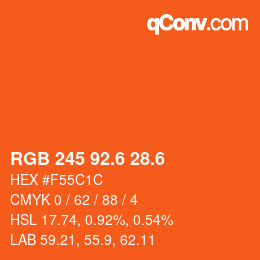 カラーコード: RGB 245 92.6 28.6 | qconv.com