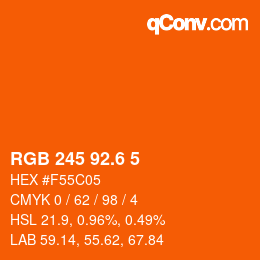 カラーコード: RGB 245 92.6 5 | qconv.com