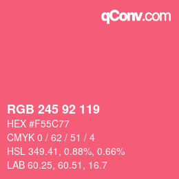 颜色代码: RGB 245 92 119 | qconv.com
