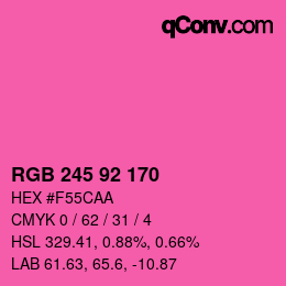 颜色代码: RGB 245 92 170 | qconv.com
