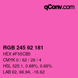 颜色代码: RGB 245 92 181 | qconv.com