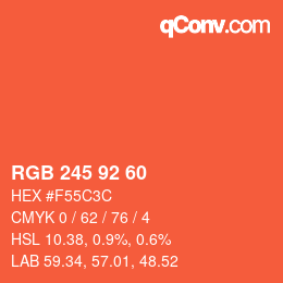 Color code: RGB 245 92 60 | qconv.com