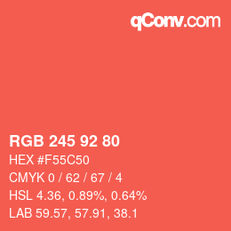 Color code: RGB 245 92 80 | qconv.com