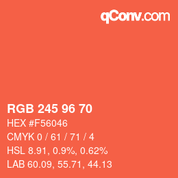Color code: RGB 245 96 70 | qconv.com