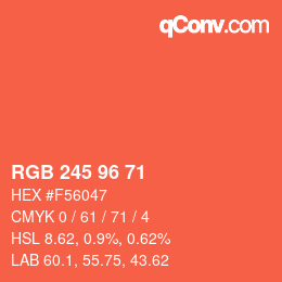 Color code: RGB 245 96 71 | qconv.com