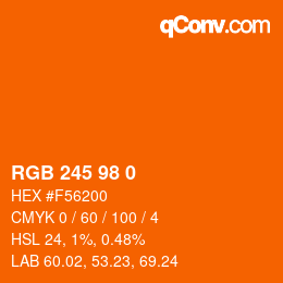 Color code: RGB 245 98 0 | qconv.com