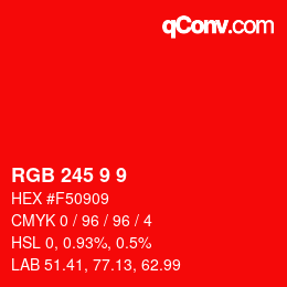 Color code: RGB 245 9 9 | qconv.com