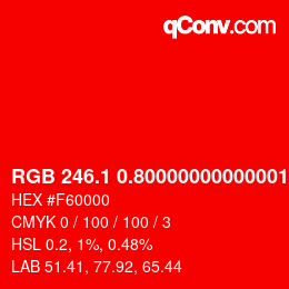 カラーコード: RGB 246.1 0.80000000000001 0 | qconv.com