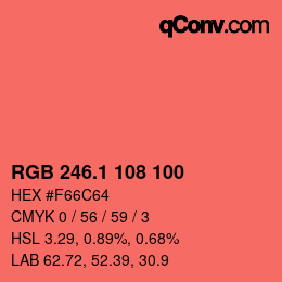 カラーコード: RGB 246.1 108 100 | qconv.com