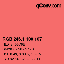 カラーコード: RGB 246.1 108 107 | qconv.com