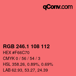 カラーコード: RGB 246.1 108 112 | qconv.com