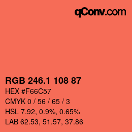 カラーコード: RGB 246.1 108 87 | qconv.com