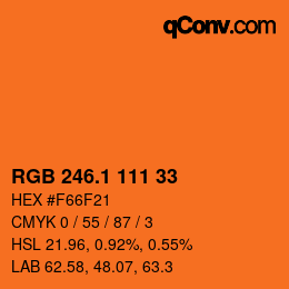 カラーコード: RGB 246.1 111 33 | qconv.com