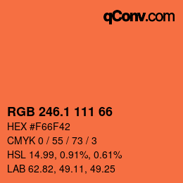 カラーコード: RGB 246.1 111 66 | qconv.com