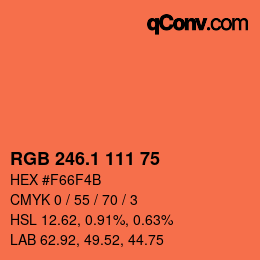 カラーコード: RGB 246.1 111 75 | qconv.com