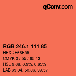 カラーコード: RGB 246.1 111 85 | qconv.com
