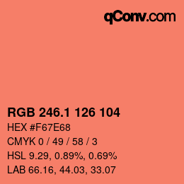 カラーコード: RGB 246.1 126 104 | qconv.com