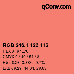 カラーコード: RGB 246.1 126 112 | qconv.com