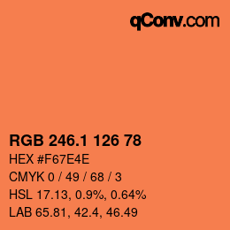カラーコード: RGB 246.1 126 78 | qconv.com