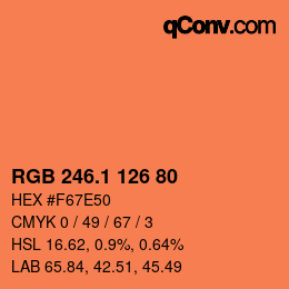 カラーコード: RGB 246.1 126 80 | qconv.com