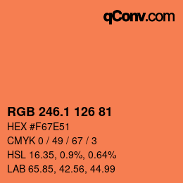 カラーコード: RGB 246.1 126 81 | qconv.com