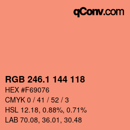 カラーコード: RGB 246.1 144 118 | qconv.com