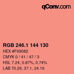 カラーコード: RGB 246.1 144 130 | qconv.com
