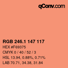 カラーコード: RGB 246.1 147 117 | qconv.com