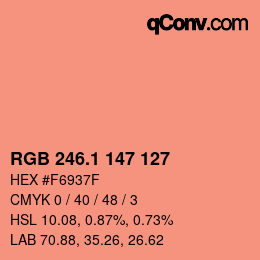 カラーコード: RGB 246.1 147 127 | qconv.com