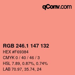 カラーコード: RGB 246.1 147 132 | qconv.com