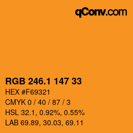 カラーコード: RGB 246.1 147 33 | qconv.com