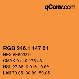 カラーコード: RGB 246.1 147 61 | qconv.com