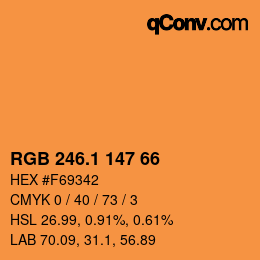 カラーコード: RGB 246.1 147 66 | qconv.com