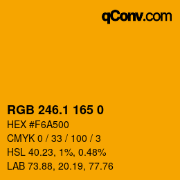 カラーコード: RGB 246.1 165 0 | qconv.com