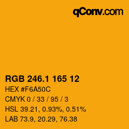 カラーコード: RGB 246.1 165 12 | qconv.com