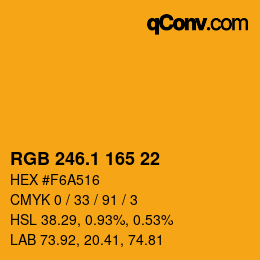 カラーコード: RGB 246.1 165 22 | qconv.com