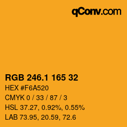 カラーコード: RGB 246.1 165 32 | qconv.com